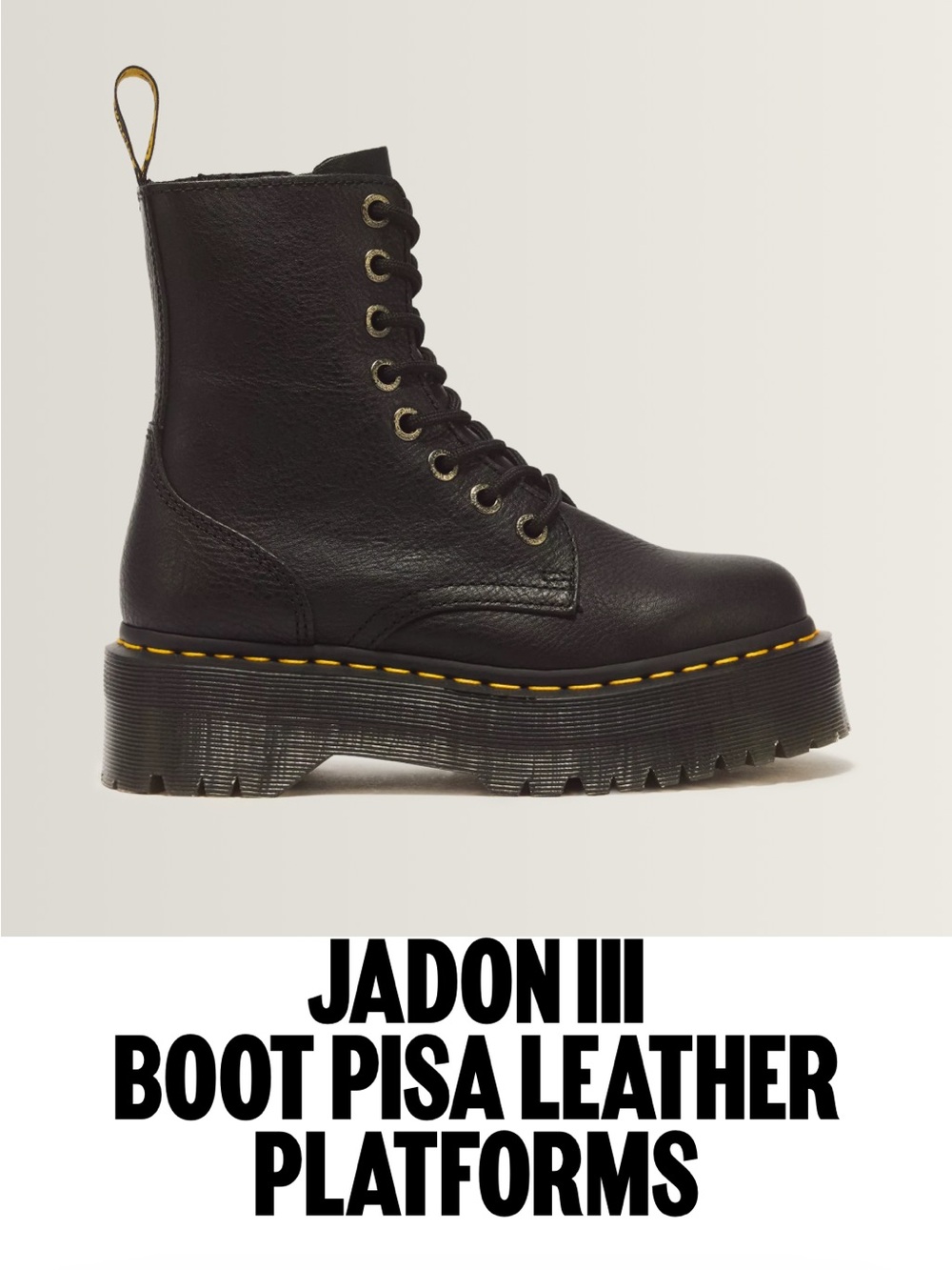 Dr. Martens Black Pisa Leather Platform Lace-Up Boots